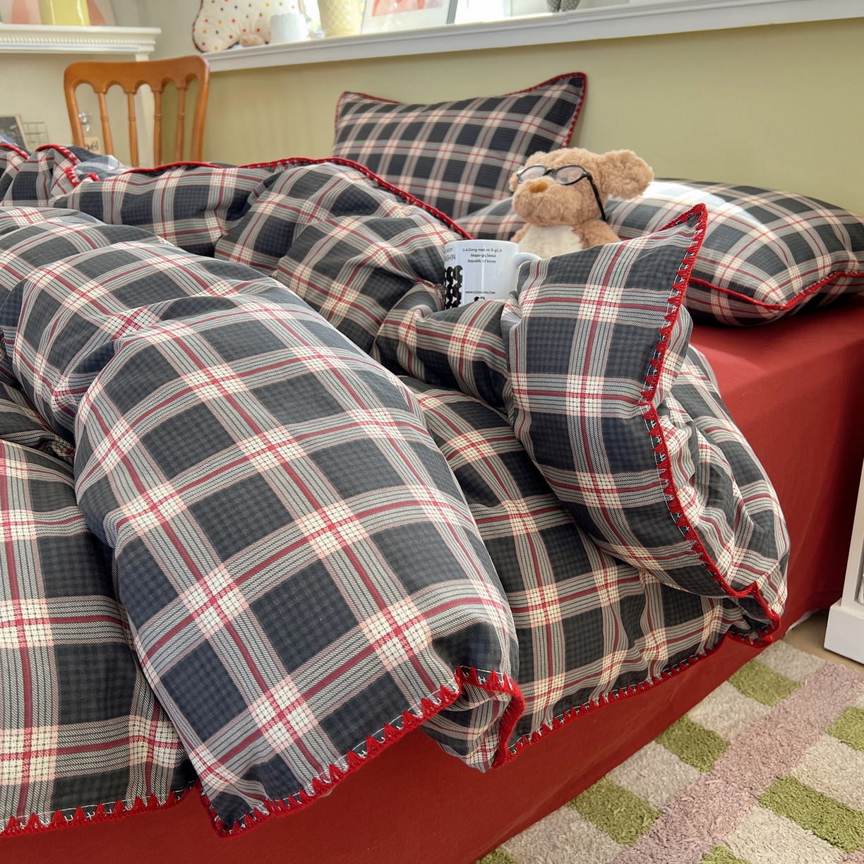 91家纺网 家纺一手货源 找家纺 曼之夏 2026新款全棉纯棉有氧双层纱贝壳边四件套 贝壳边伯拉德