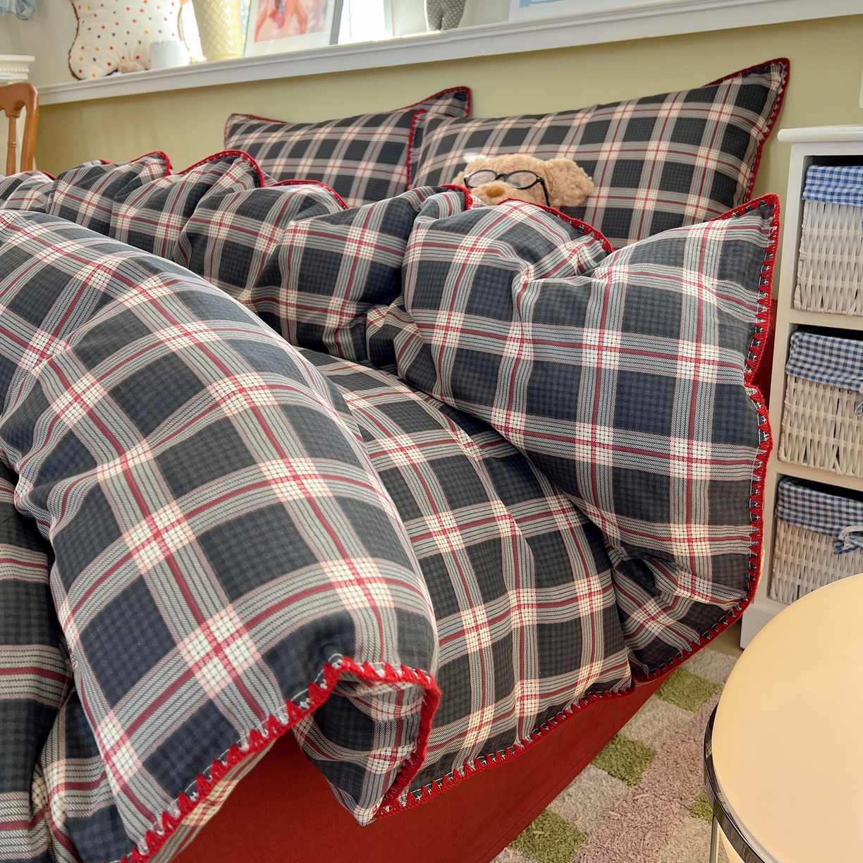 91家纺网 家纺一手货源 找家纺 曼之夏 2026新款全棉纯棉有氧双层纱贝壳边四件套 贝壳边伯拉德