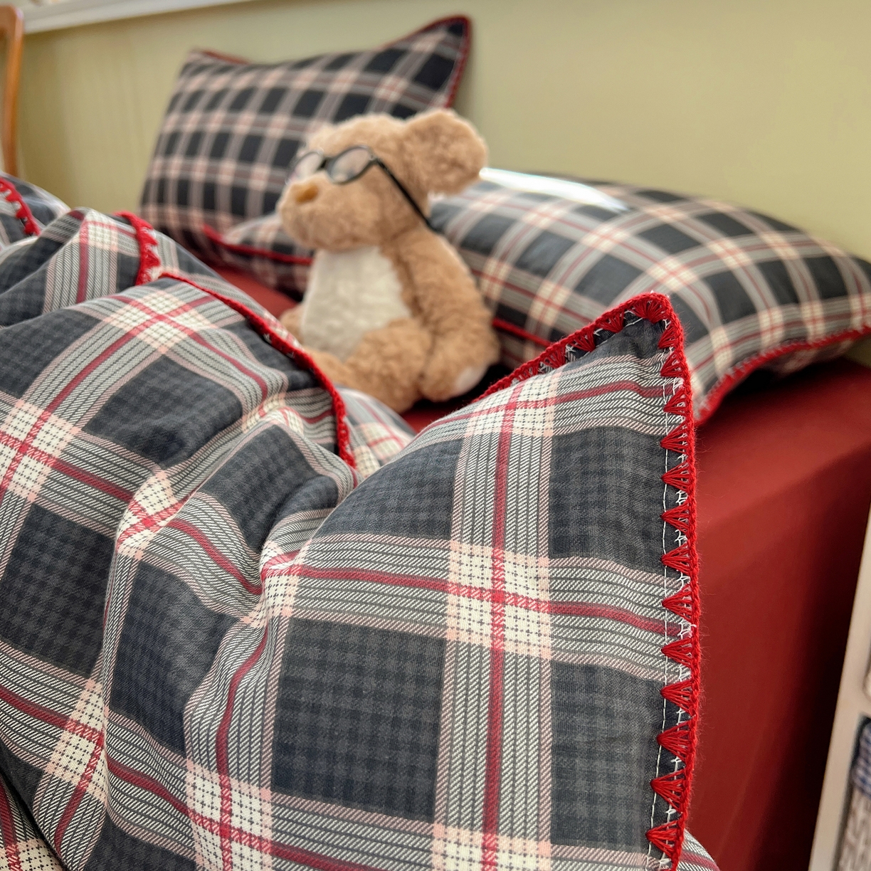 91家纺网 家纺一手货源 找家纺 曼之夏 2026新款全棉纯棉有氧双层纱贝壳边四件套 贝壳边伯拉德