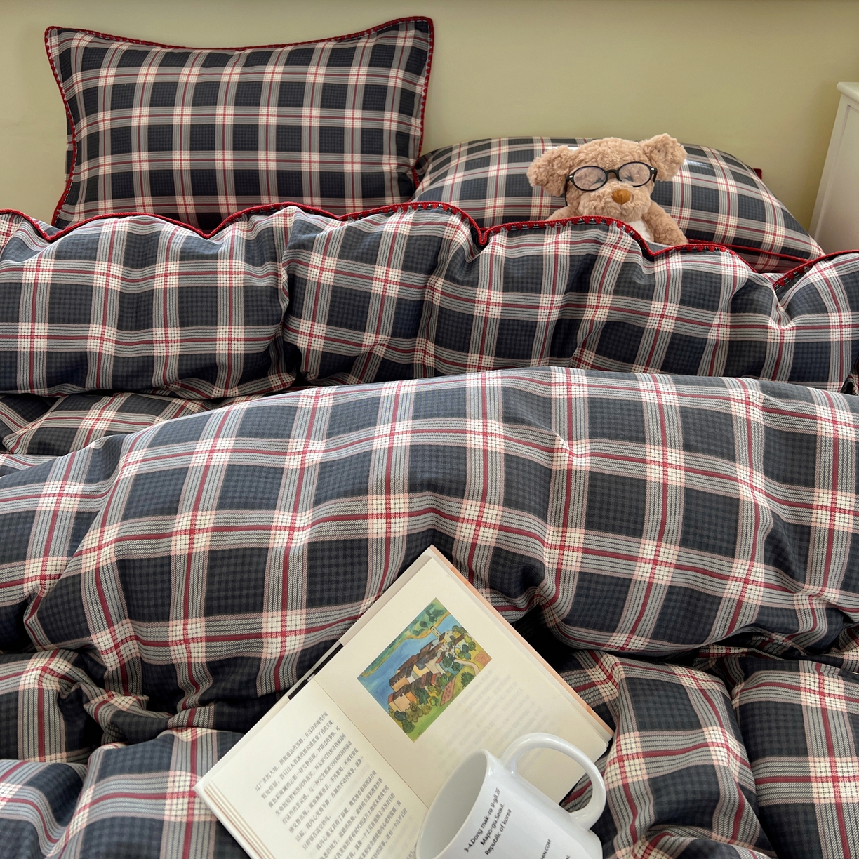 91家纺网 家纺一手货源 找家纺 曼之夏 2026新款全棉纯棉有氧双层纱贝壳边四件套 贝壳边伯拉德