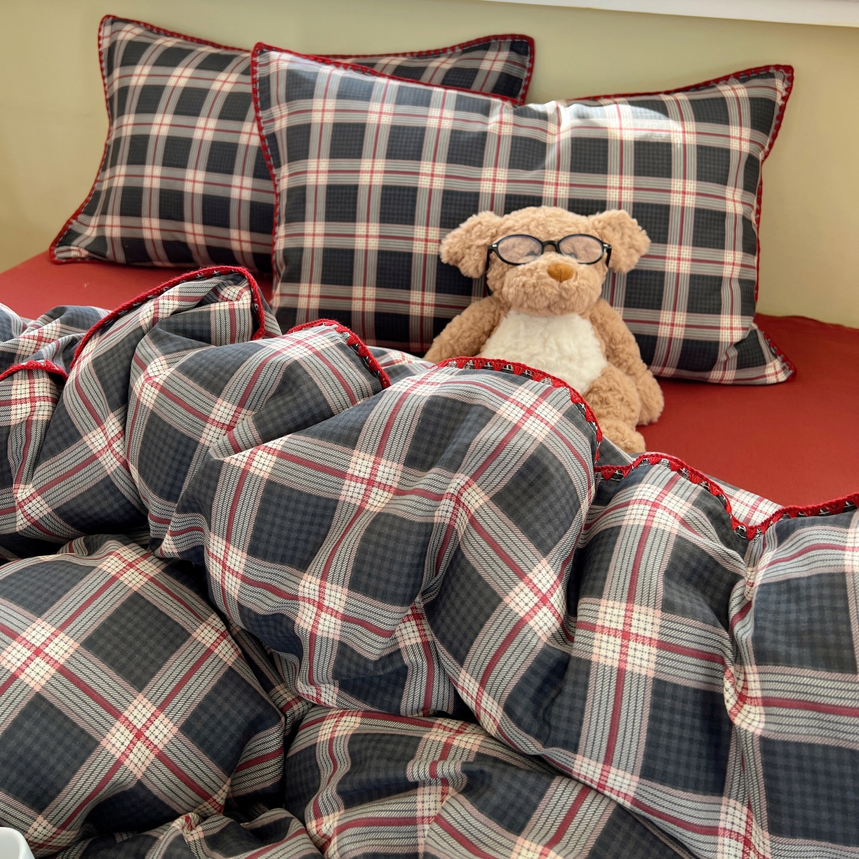 91家纺网 家纺一手货源 找家纺 曼之夏 2026新款全棉纯棉有氧双层纱贝壳边四件套 贝壳边伯拉德