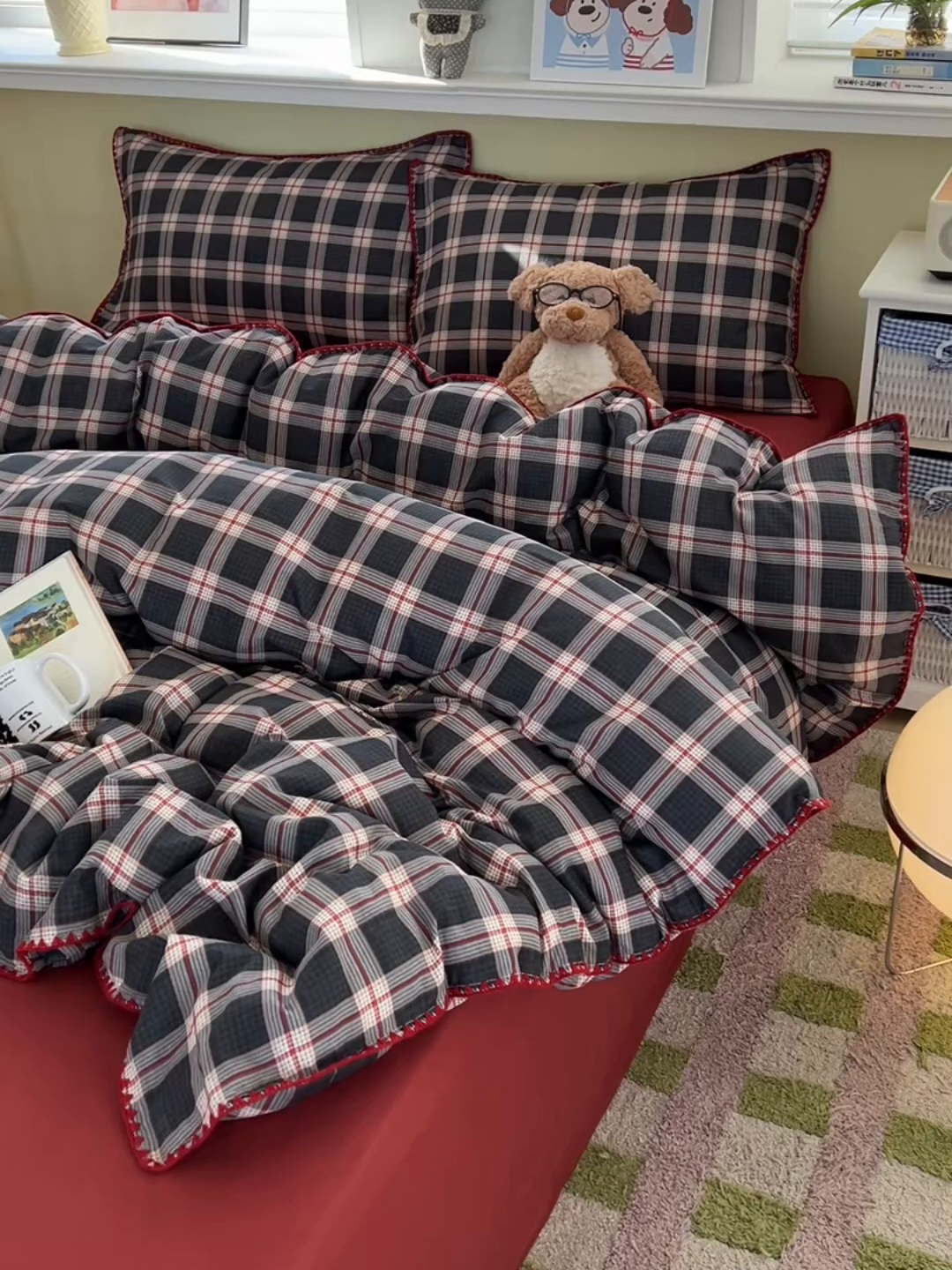 91家纺网 家纺一手货源 找家纺 曼之夏 2026新款全棉纯棉有氧双层纱贝壳边四件套 贝壳边伯拉德