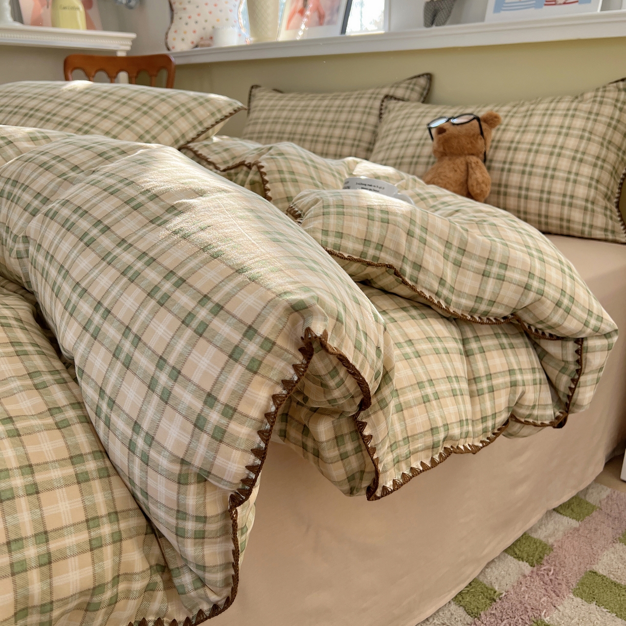 曼之夏 2026新款全棉纯棉有氧双层纱贝壳边四件套 贝壳边北欧风情