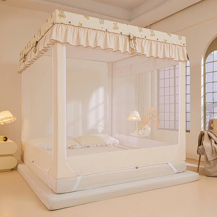 91家纺网 家纺一手货源 找家纺 薇梦蚊帐 2026新款遮光拉链坐床式蚊帐 抱抱熊