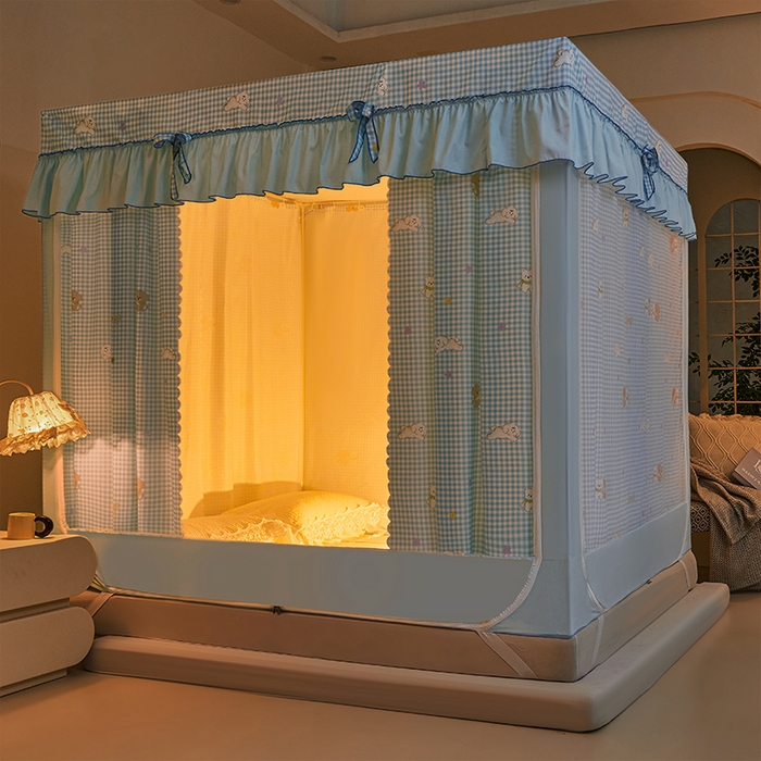 91家纺网 家纺一手货源 找家纺 薇梦蚊帐 2026新款遮光拉链坐床式蚊帐 旺旺家