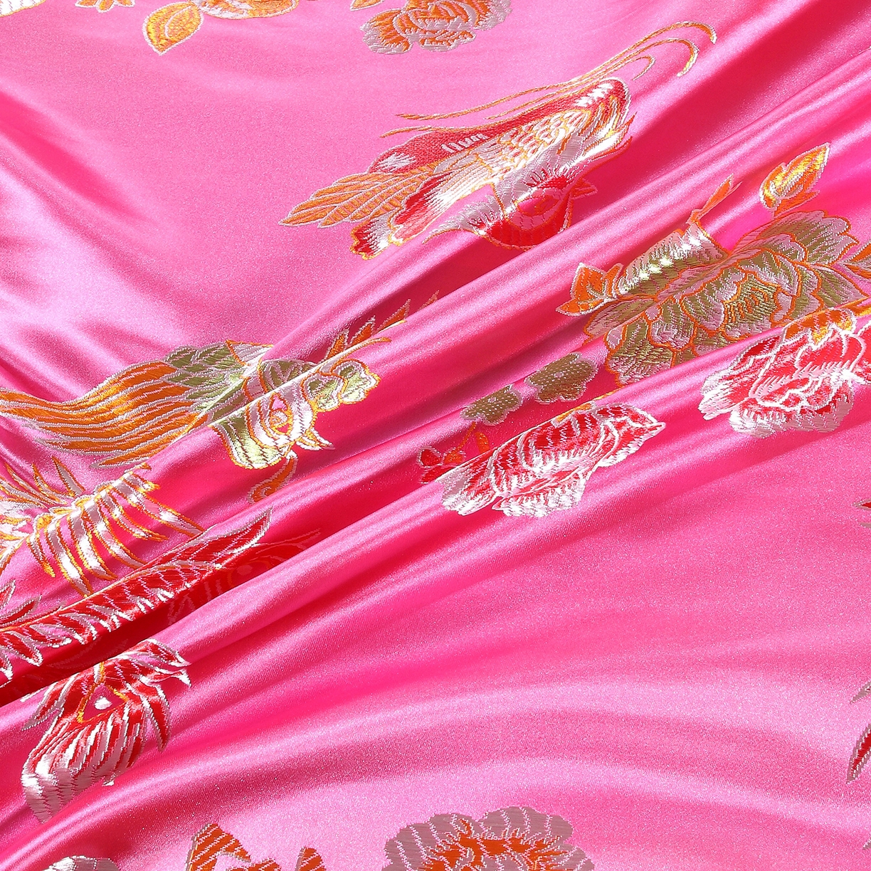 91家纺网 家纺一手货源 找家纺 浩情国际婚庆供货中心 2026新品婚庆结婚绸缎面全棉老粗布经典款被套被单龙凤呈祥百子图大红绿长期供货 龙凤呈祥-绸缎被套 -浅粉