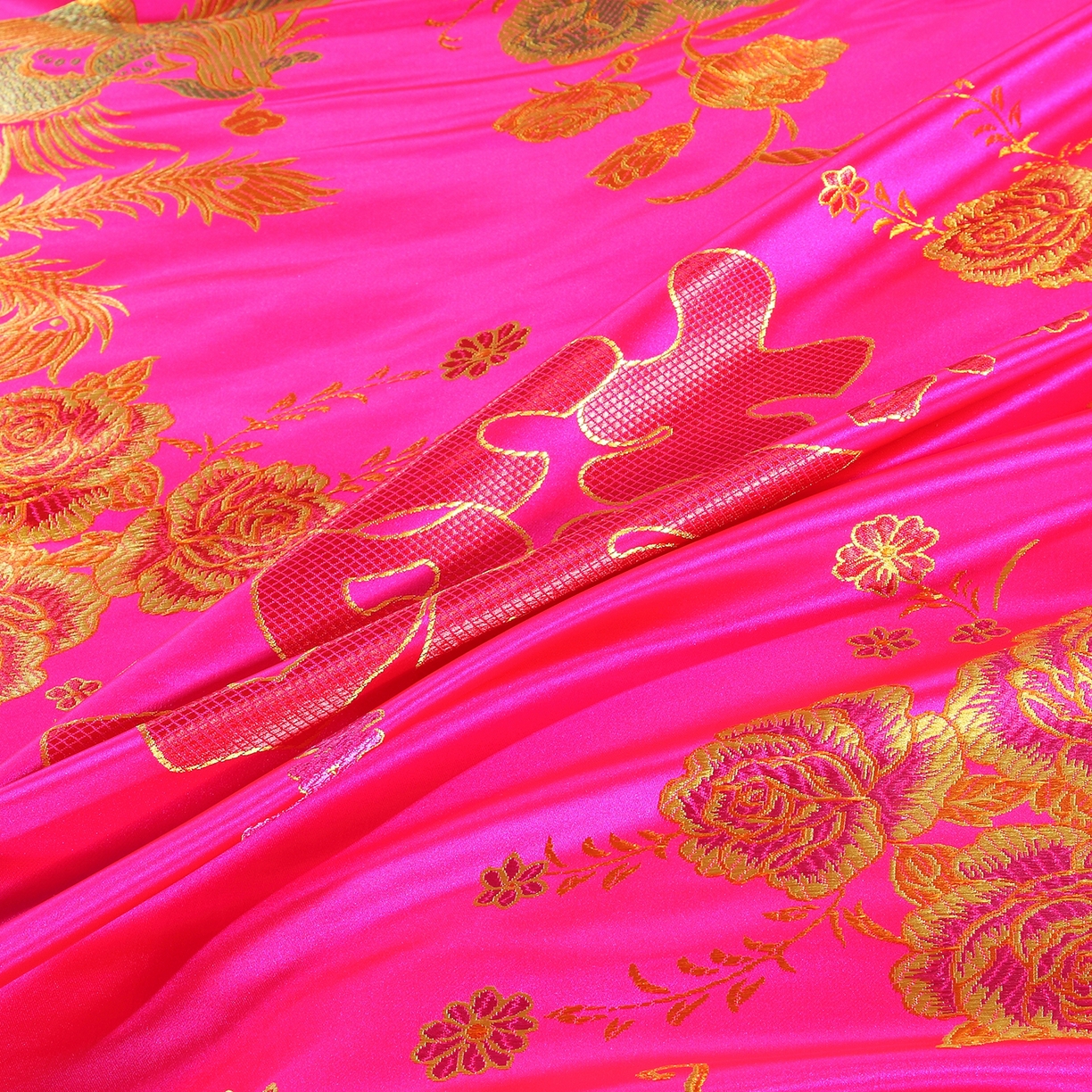 91家纺网 家纺一手货源 找家纺 浩情国际婚庆供货中心 2026新品婚庆结婚绸缎面全棉老粗布经典款被套被单龙凤呈祥百子图大红绿长期供货 龙凤呈祥-绸缎被套 -深粉