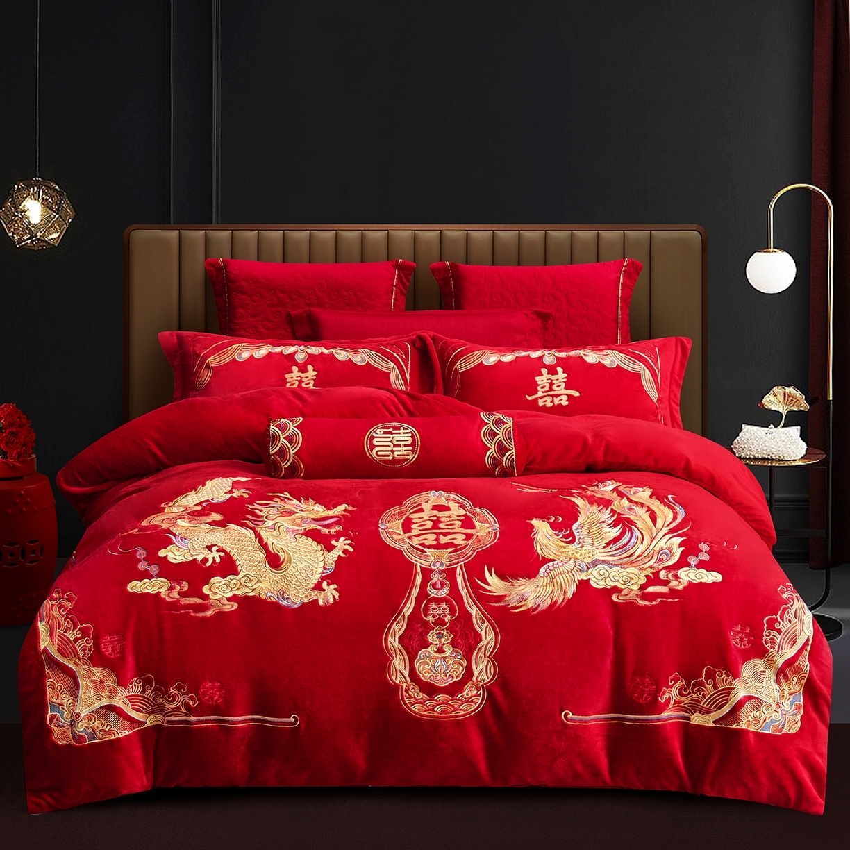 91家纺网 家纺一手货源 找家纺 （总）浩情国际婚庆供货中心 2026新品婚庆加厚全消光牛奶绒四件套系列,天赐良缘,龙凤呈祥,富贵满堂,吉祥龙凤,欢喜百子,双喜临门,包装图仅供展示
