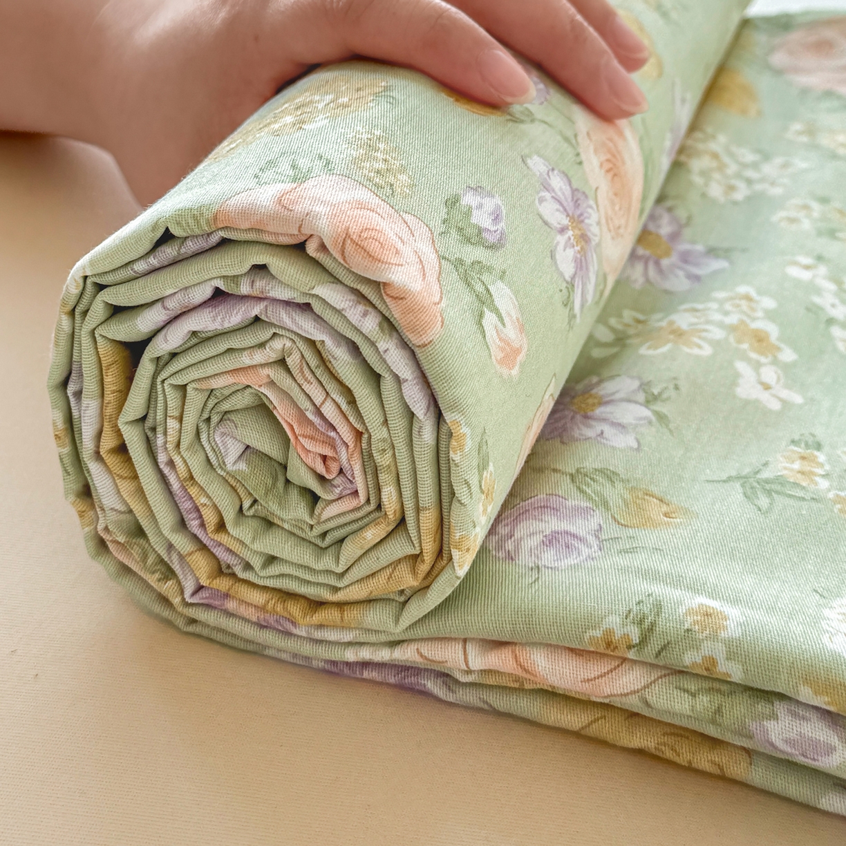 91家纺网 家纺一手货源 找家纺 尚帛 2026新款全棉时尚印花单床单 艾米丽-绿