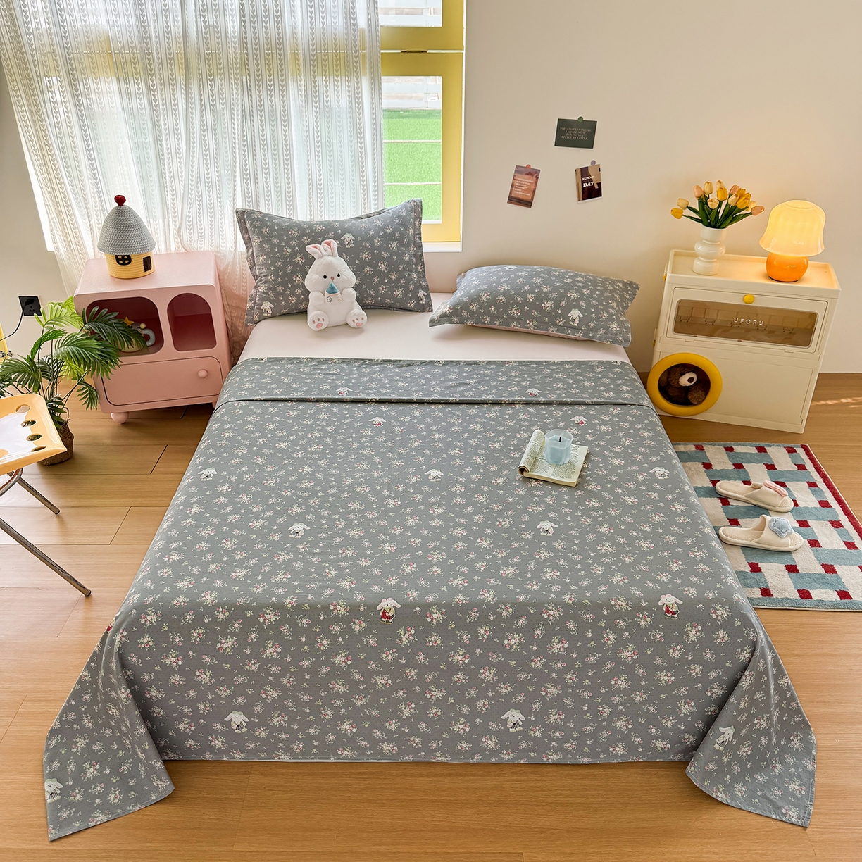 91家纺网 家纺一手货源 找家纺 尚帛 2026新款全棉时尚印花单床单 花间采趣-咖