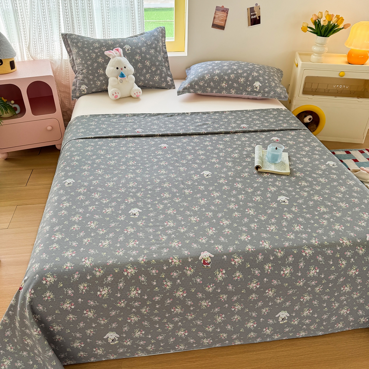 91家纺网 家纺一手货源 找家纺 尚帛 2026新款全棉时尚印花单床单 花间采趣-咖