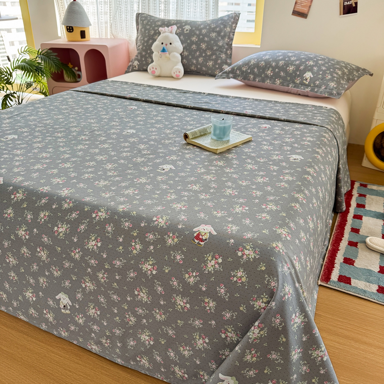 91家纺网 家纺一手货源 找家纺 尚帛 2026新款全棉时尚印花单床单 花间采趣-咖