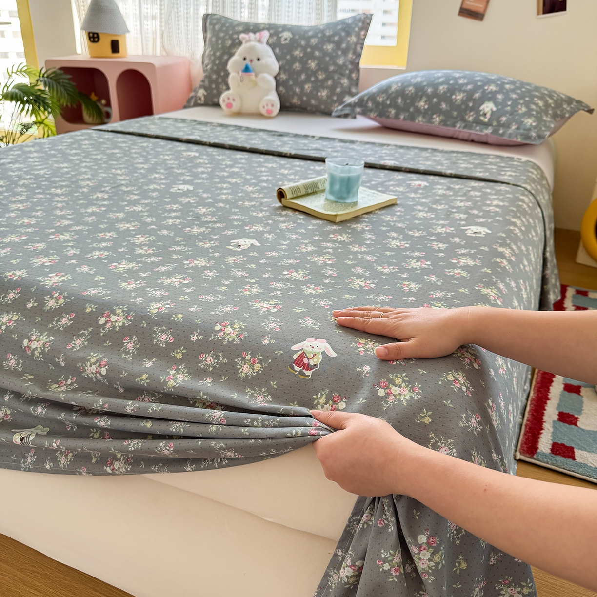 91家纺网 家纺一手货源 找家纺 尚帛 2026新款全棉时尚印花单床单 花间采趣-咖