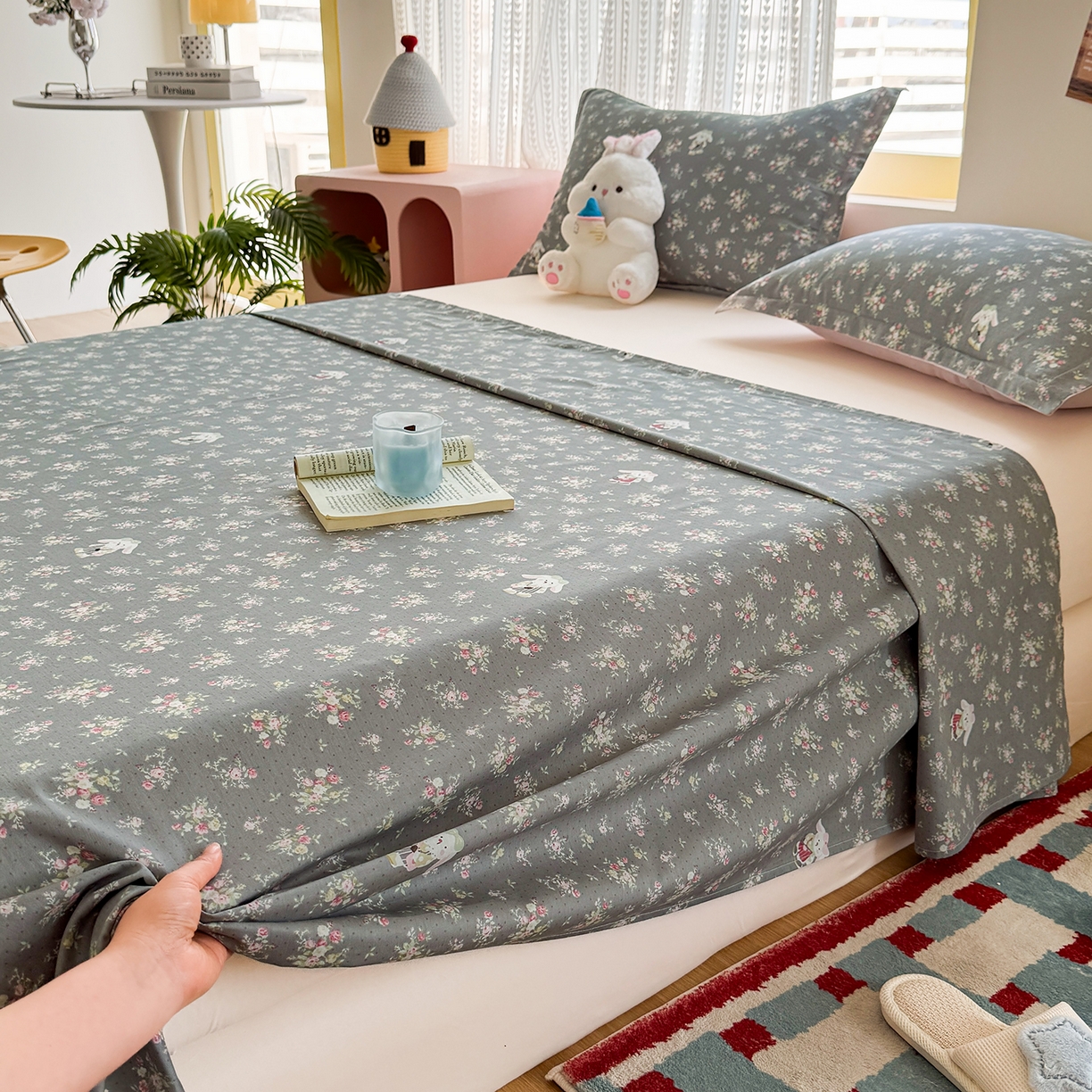 91家纺网 家纺一手货源 找家纺 尚帛 2026新款全棉时尚印花单床单 花间采趣-咖