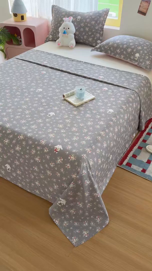 91家纺网 家纺一手货源 找家纺 尚帛 2026新款全棉时尚印花单床单 花间采趣-咖