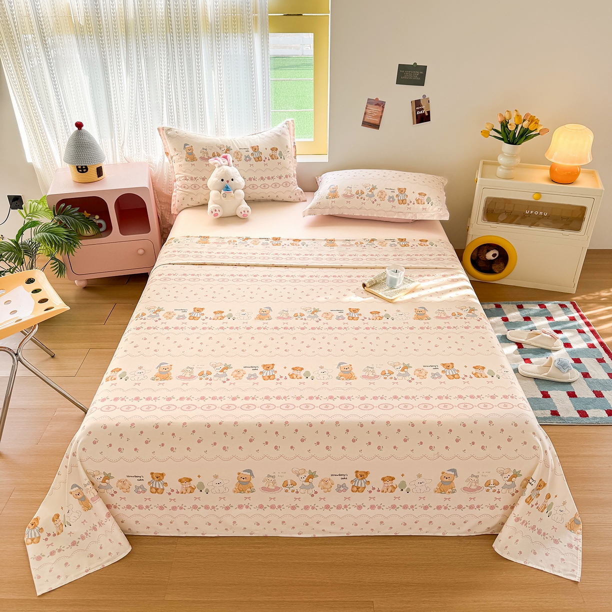 91家纺网 家纺一手货源 找家纺 尚帛 2026新款全棉时尚印花单床单 可颂日记