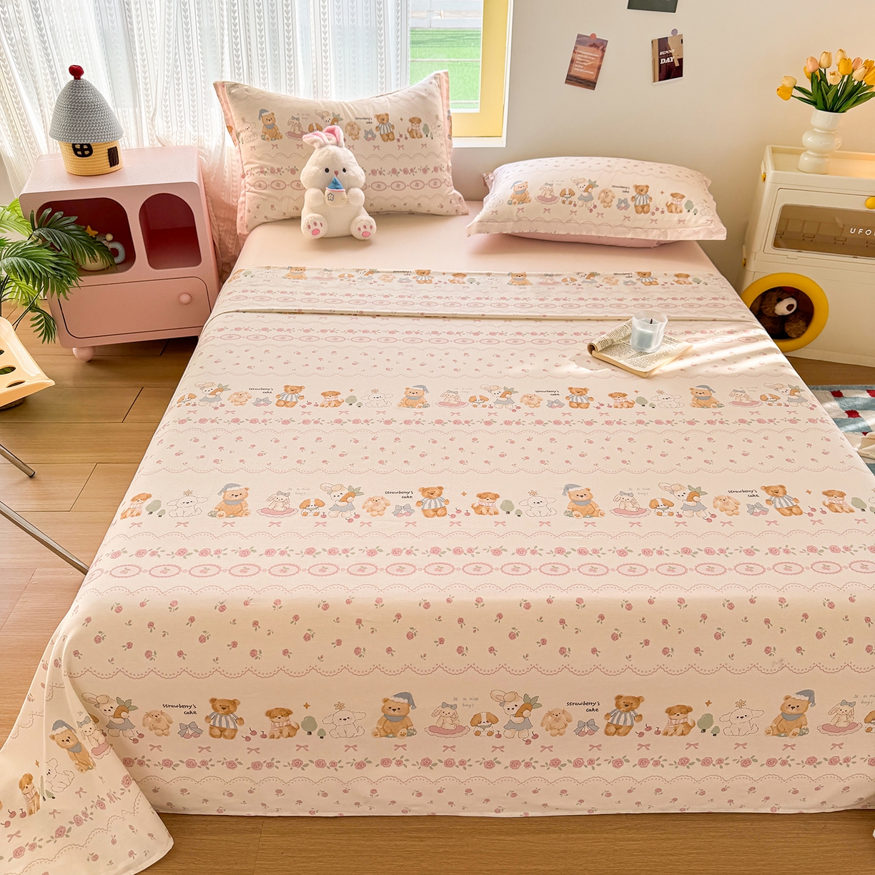 91家纺网 家纺一手货源 找家纺 尚帛 2026新款全棉时尚印花单床单 可颂日记