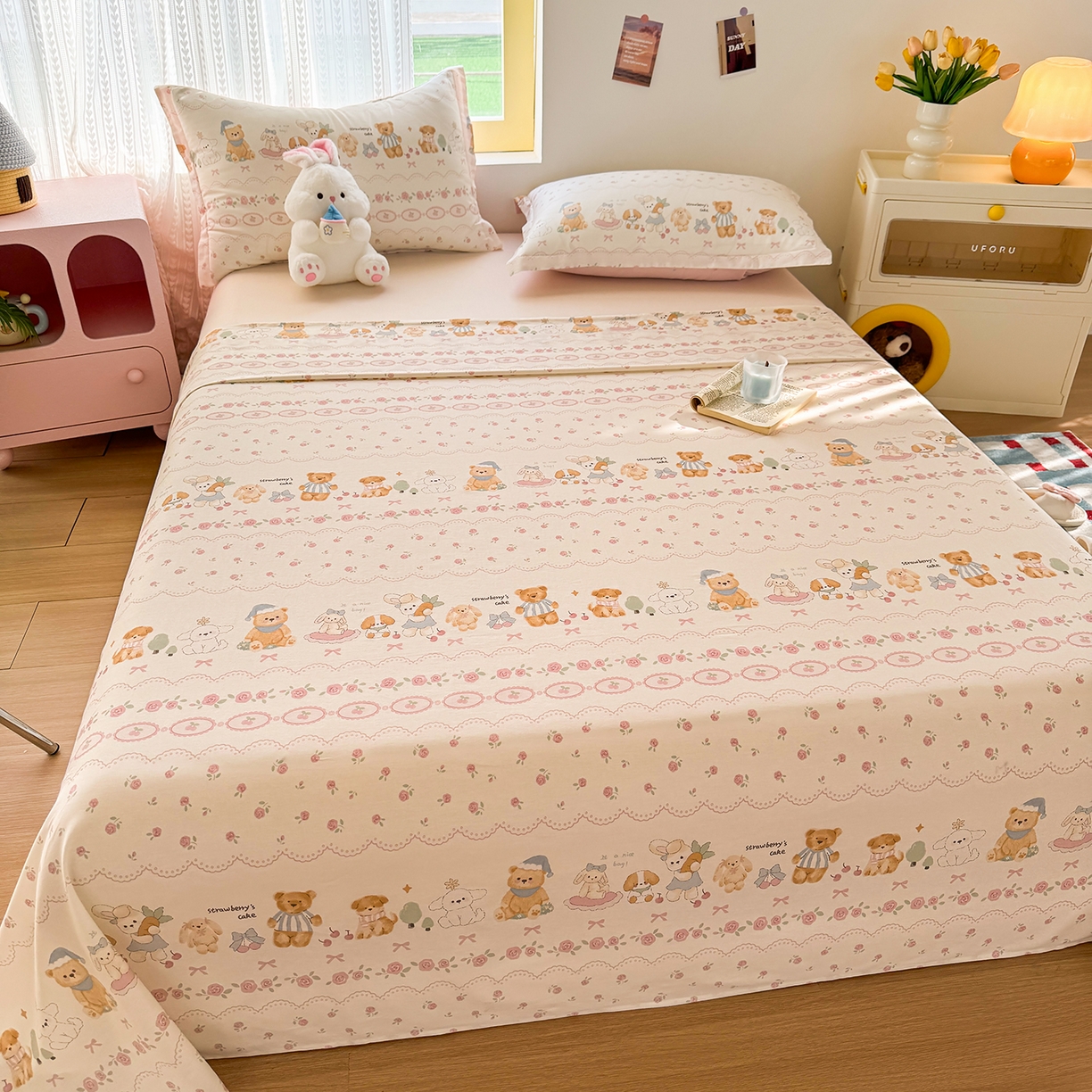 91家纺网 家纺一手货源 找家纺 尚帛 2026新款全棉时尚印花单床单 可颂日记