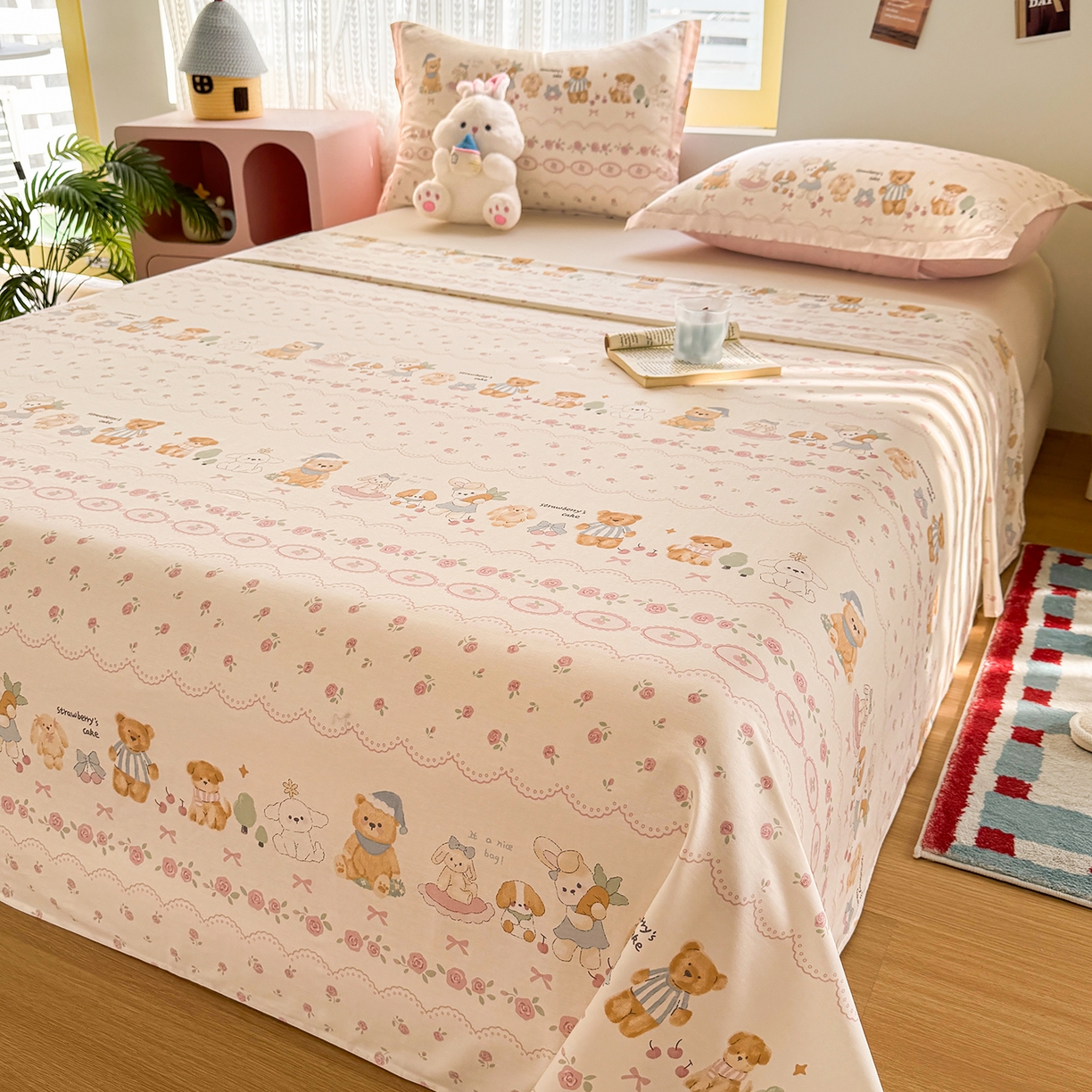 91家纺网 家纺一手货源 找家纺 尚帛 2026新款全棉时尚印花单床单 可颂日记