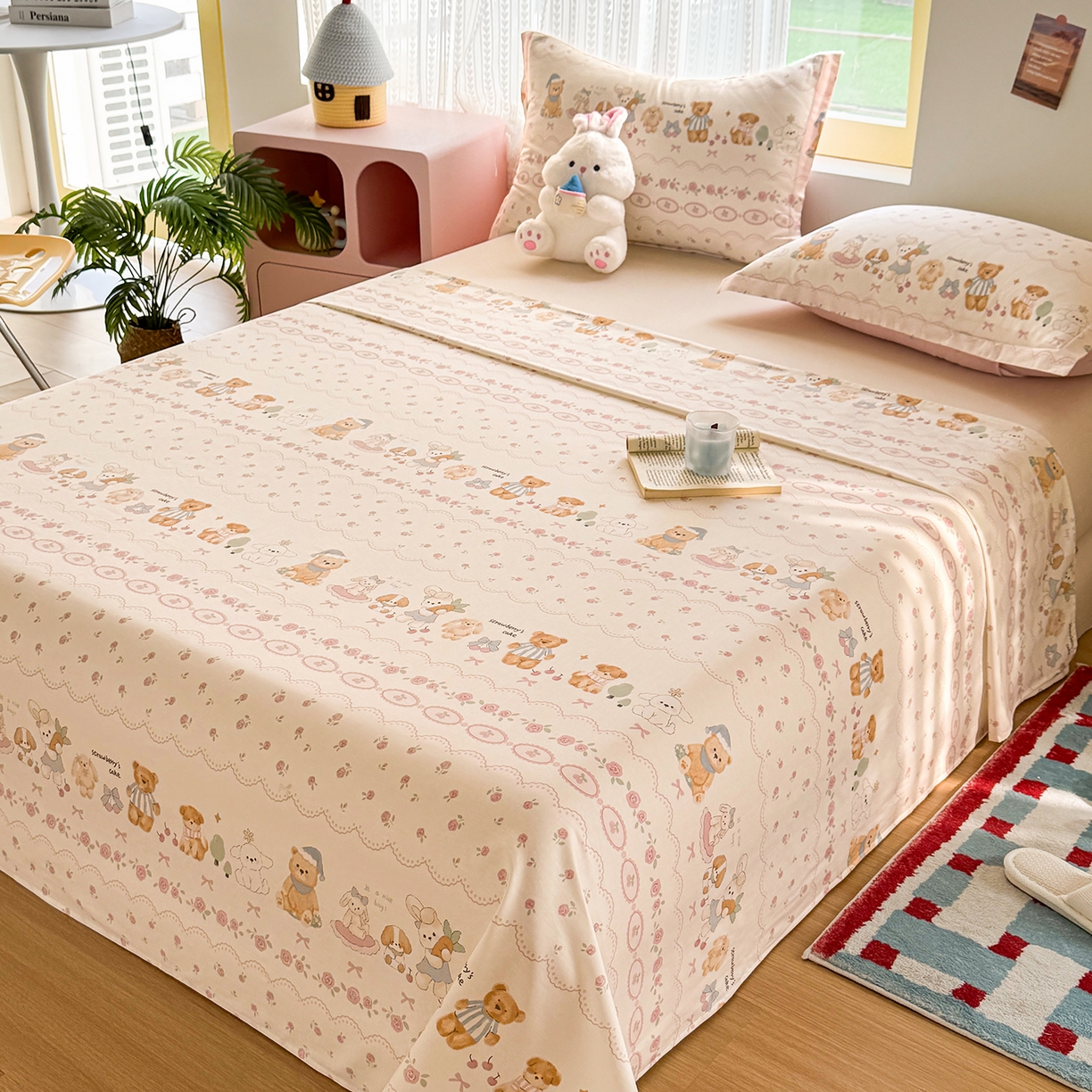 91家纺网 家纺一手货源 找家纺 尚帛 2026新款全棉时尚印花单床单 可颂日记