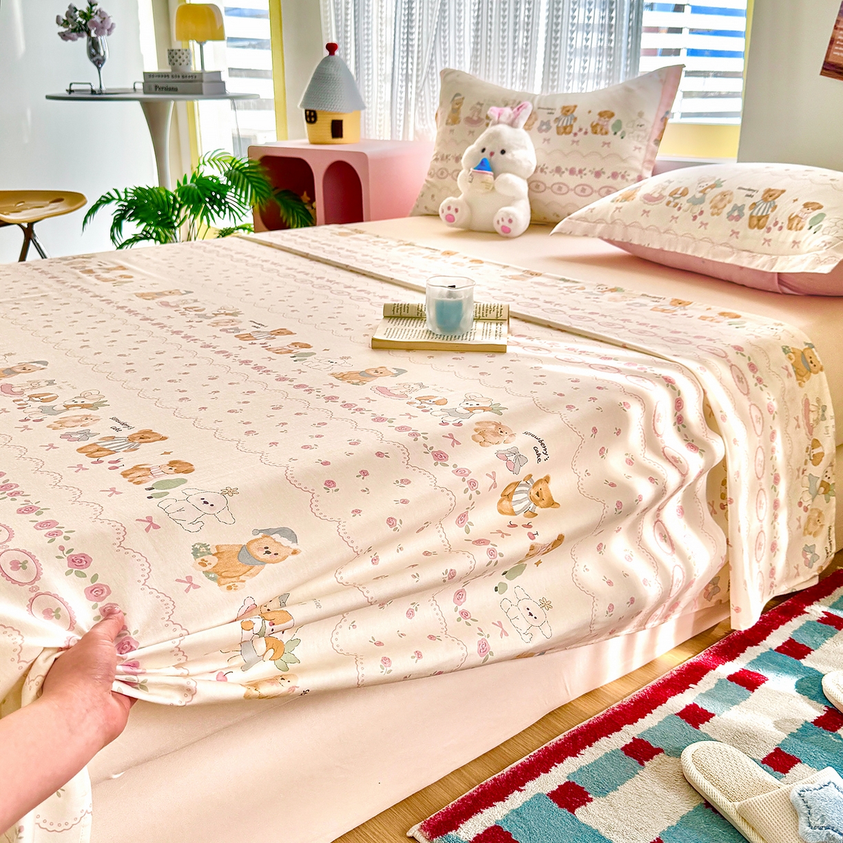 91家纺网 家纺一手货源 找家纺 尚帛 2026新款全棉时尚印花单床单 可颂日记