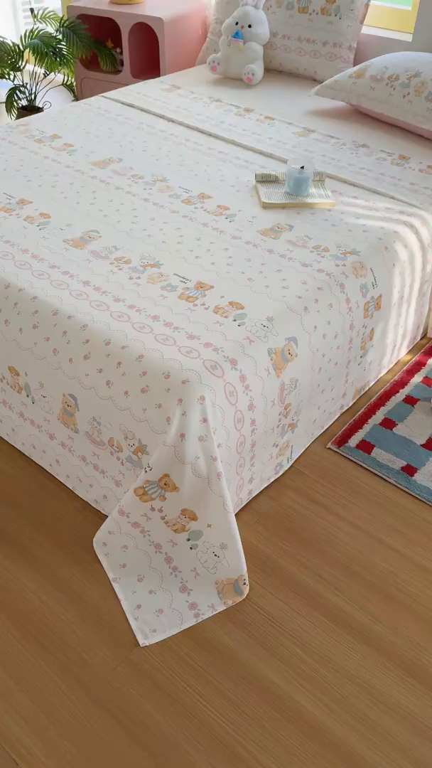 91家纺网 家纺一手货源 找家纺 尚帛 2026新款全棉时尚印花单床单 可颂日记