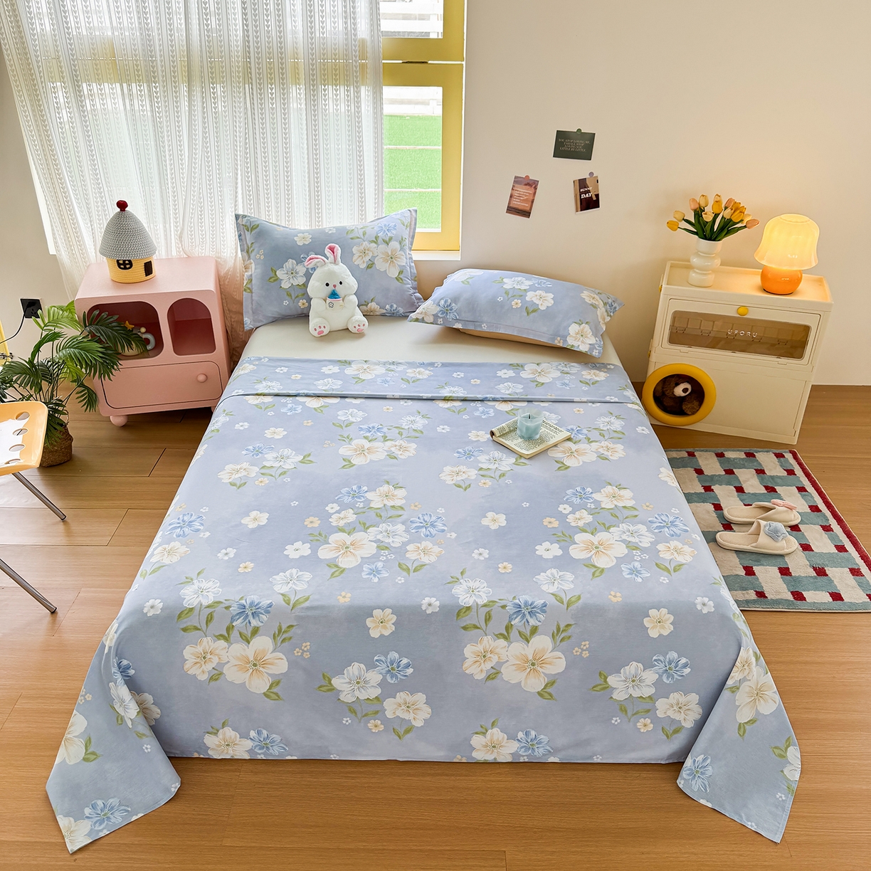 91家纺网 家纺一手货源 找家纺 尚帛 2026新款全棉时尚印花单床单 浅影