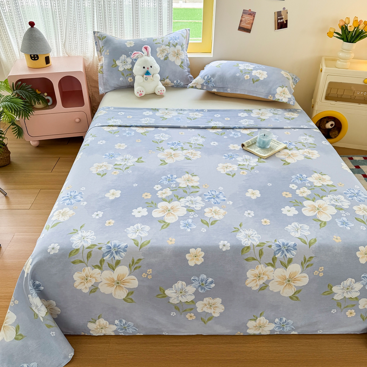 91家纺网 家纺一手货源 找家纺 尚帛 2026新款全棉时尚印花单床单 浅影