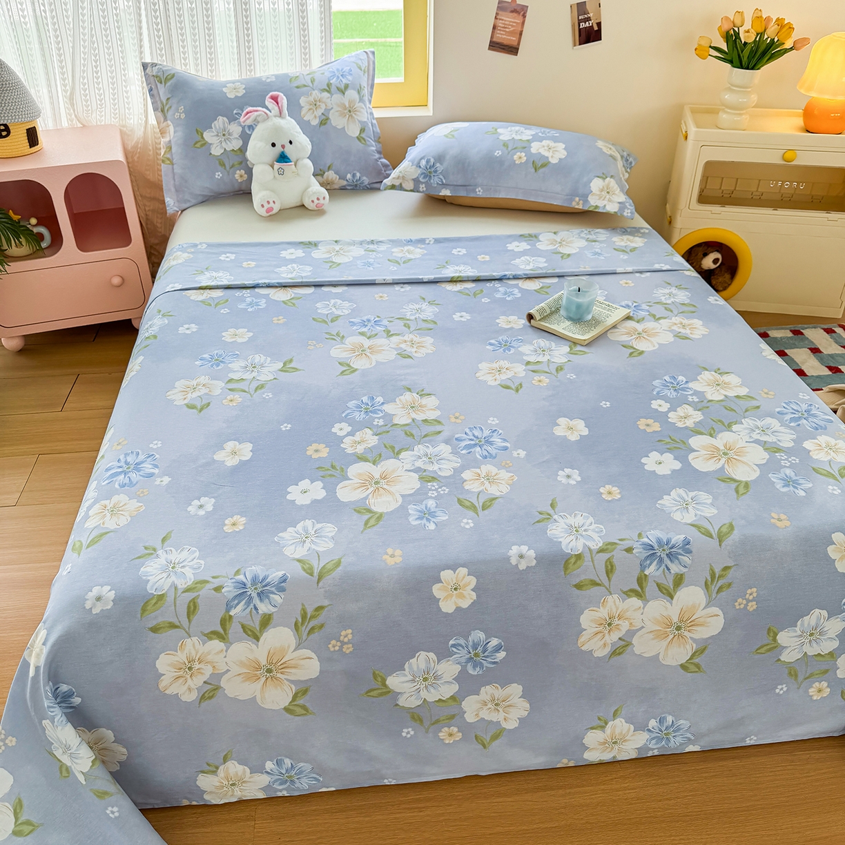 91家纺网 家纺一手货源 找家纺 尚帛 2026新款全棉时尚印花单床单 浅影