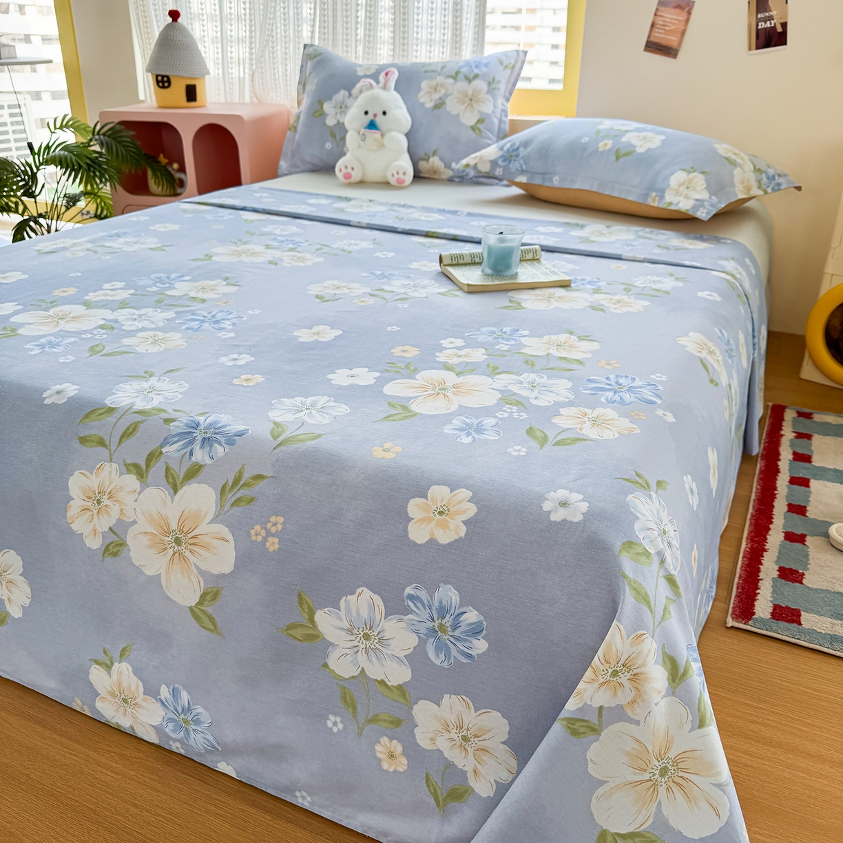 91家纺网 家纺一手货源 找家纺 尚帛 2026新款全棉时尚印花单床单 浅影