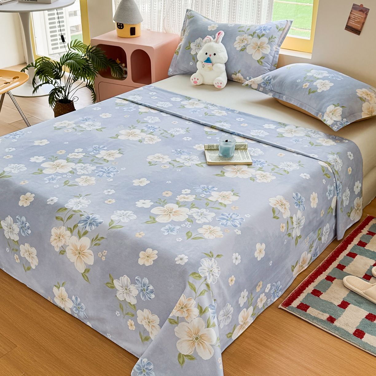 91家纺网 家纺一手货源 找家纺 尚帛 2026新款全棉时尚印花单床单 浅影