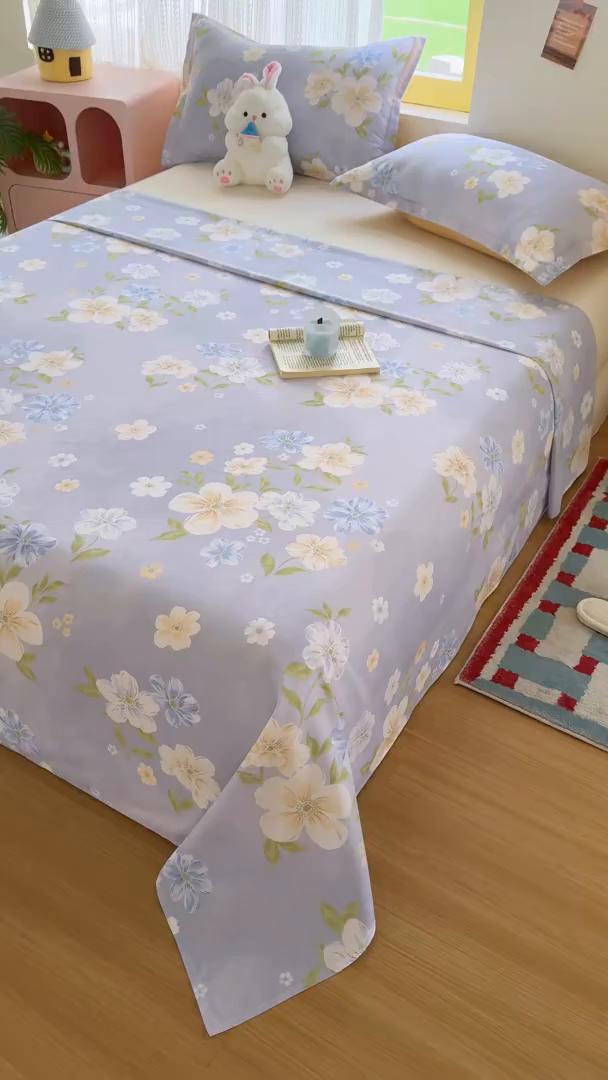 91家纺网 家纺一手货源 找家纺 尚帛 2026新款全棉时尚印花单床单 浅影