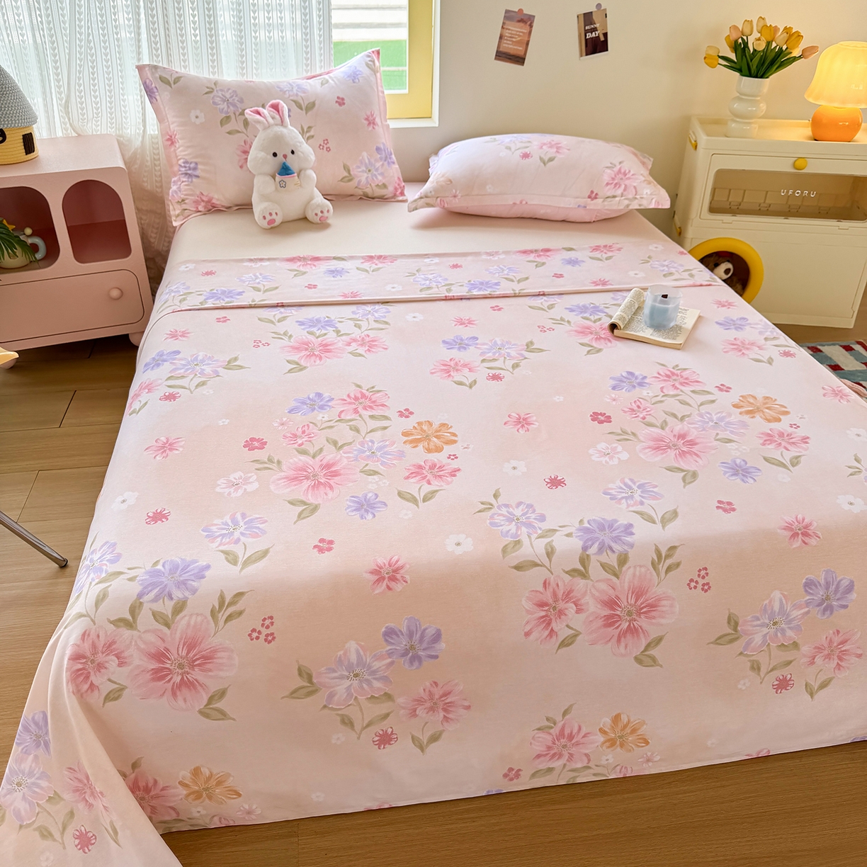 91家纺网 家纺一手货源 找家纺 尚帛 2026新款全棉时尚印花单床单 如玉如兰