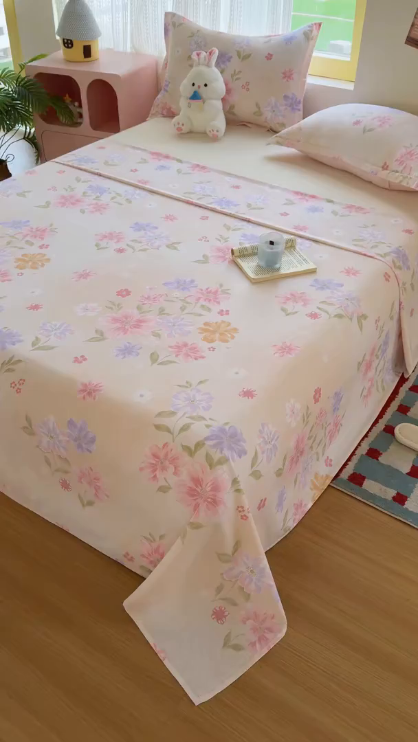 91家纺网 家纺一手货源 找家纺 尚帛 2026新款全棉时尚印花单床单 如玉如兰