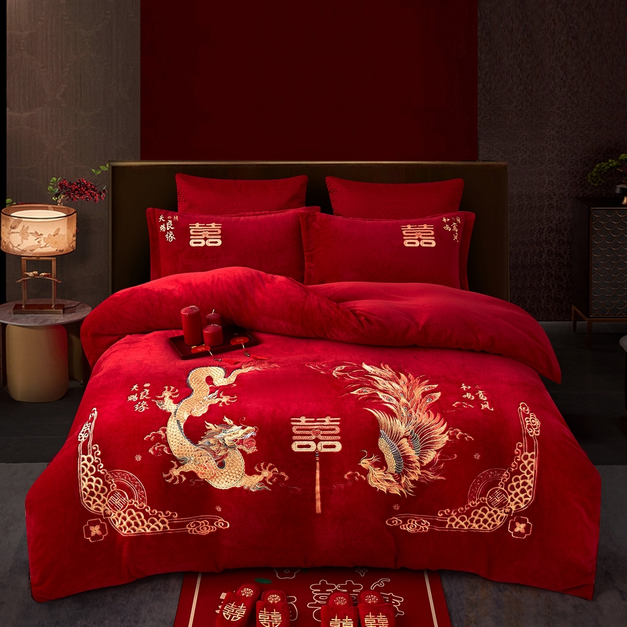 91家纺网 家纺一手货源 找家纺 （总）浩情国际婚庆供货中心 2026新品婚庆加厚全消光牛奶绒四件套系列