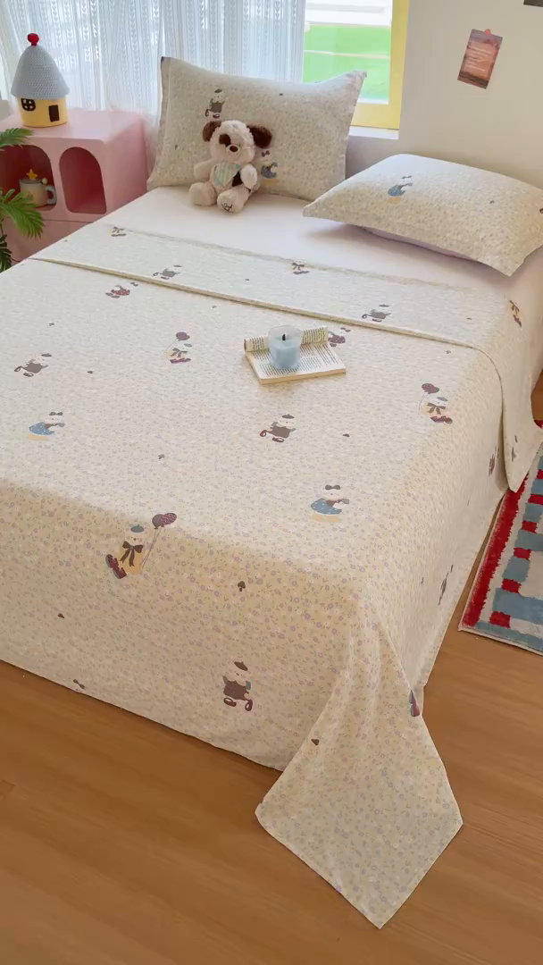 91家纺网 家纺一手货源 找家纺 尚帛 2026新款全棉时尚印花单床单 碎花学院