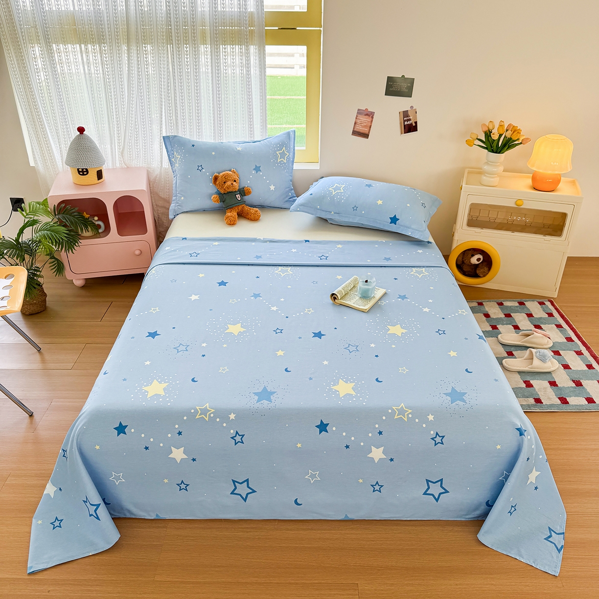 91家纺网 家纺一手货源 找家纺 尚帛 2026新款全棉时尚印花单床单 五星集