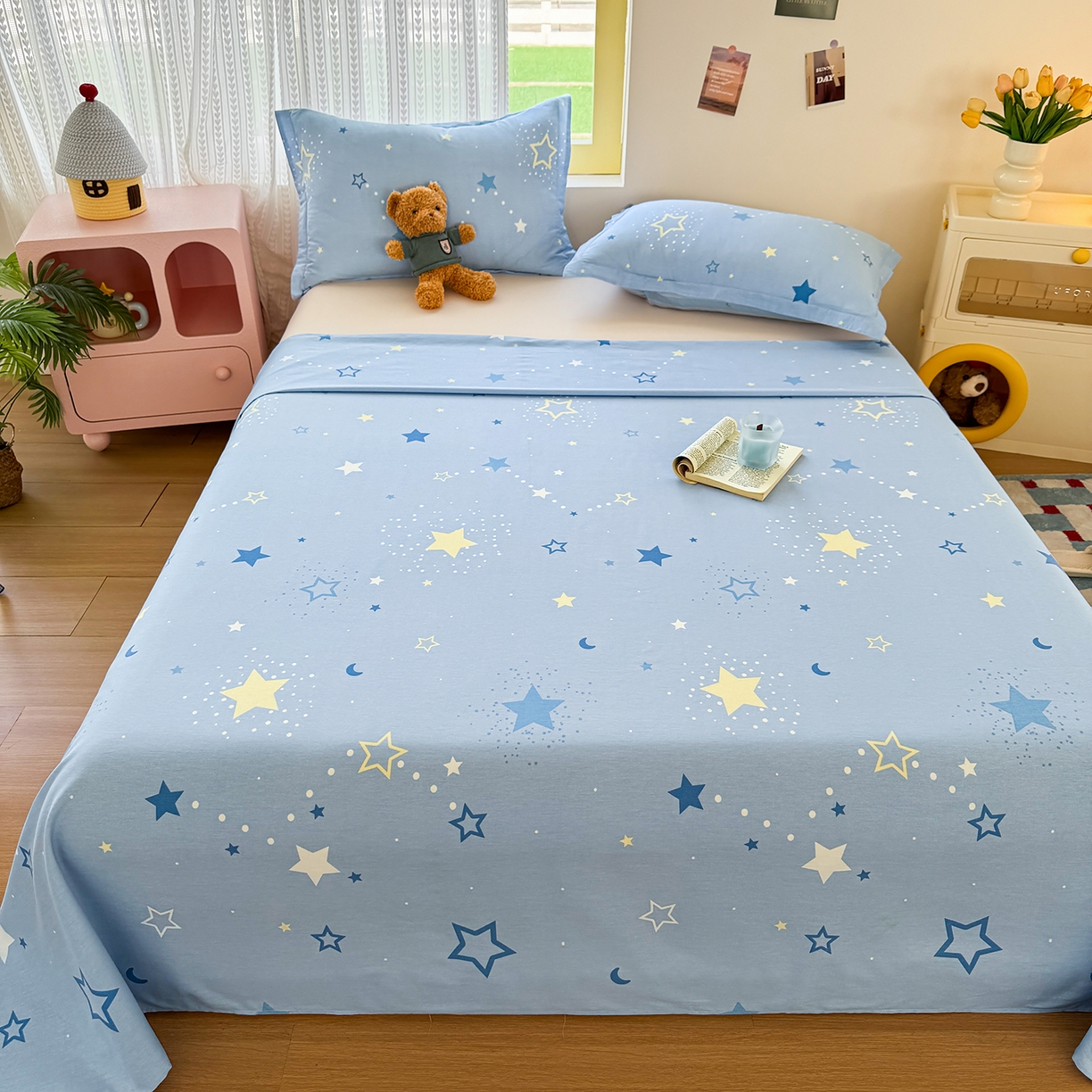 91家纺网 家纺一手货源 找家纺 尚帛 2026新款全棉时尚印花单床单 五星集