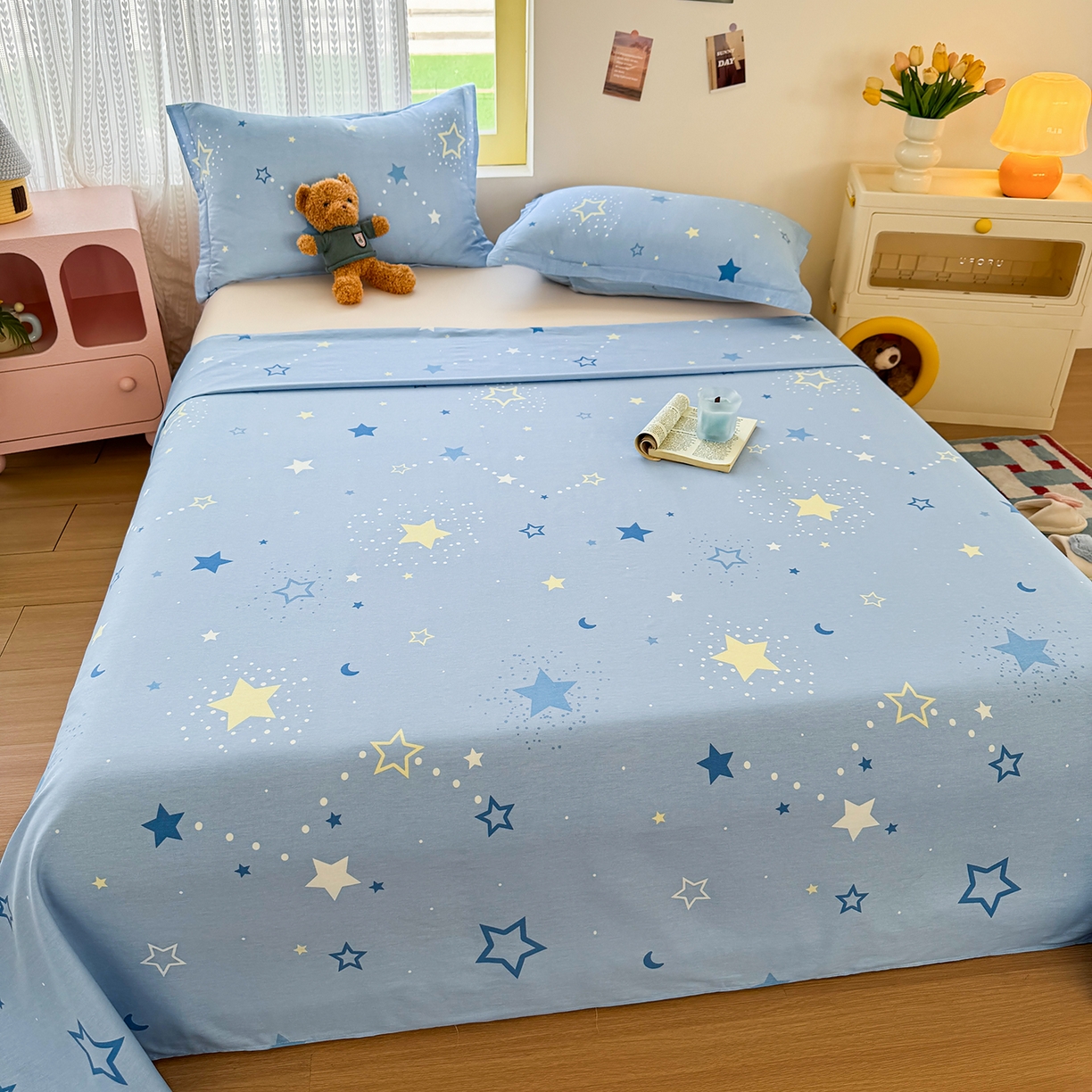 91家纺网 家纺一手货源 找家纺 尚帛 2026新款全棉时尚印花单床单 五星集