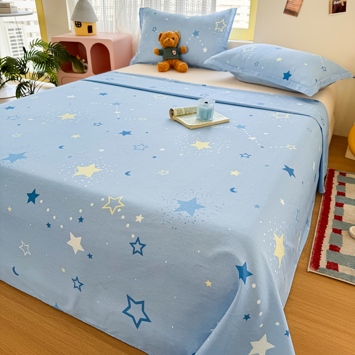 91家纺网 家纺一手货源 找家纺 尚帛 2026新款全棉时尚印花单床单 五星集