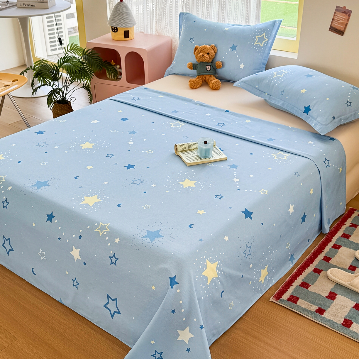 91家纺网 家纺一手货源 找家纺 尚帛 2026新款全棉时尚印花单床单 五星集