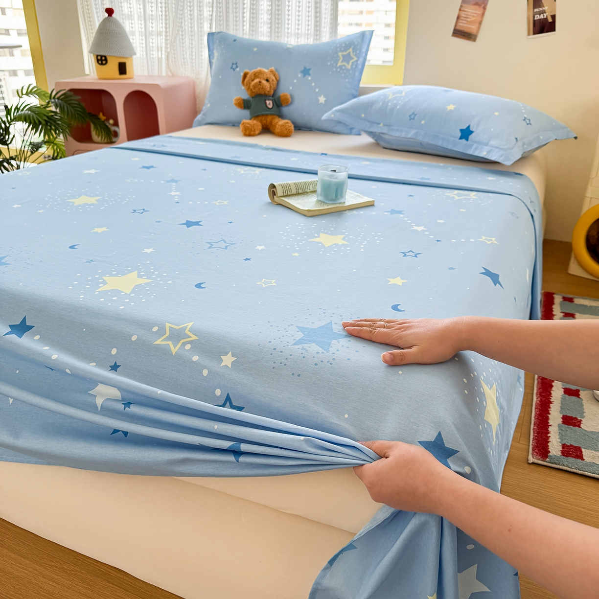 91家纺网 家纺一手货源 找家纺 尚帛 2026新款全棉时尚印花单床单 五星集