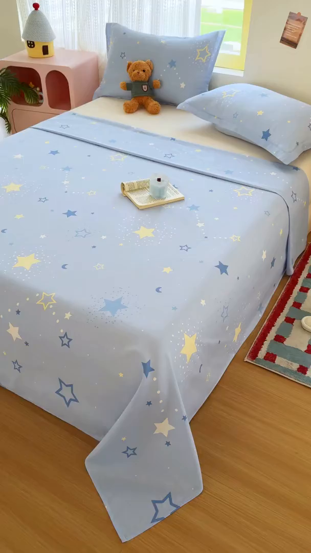 91家纺网 家纺一手货源 找家纺 尚帛 2026新款全棉时尚印花单床单 五星集