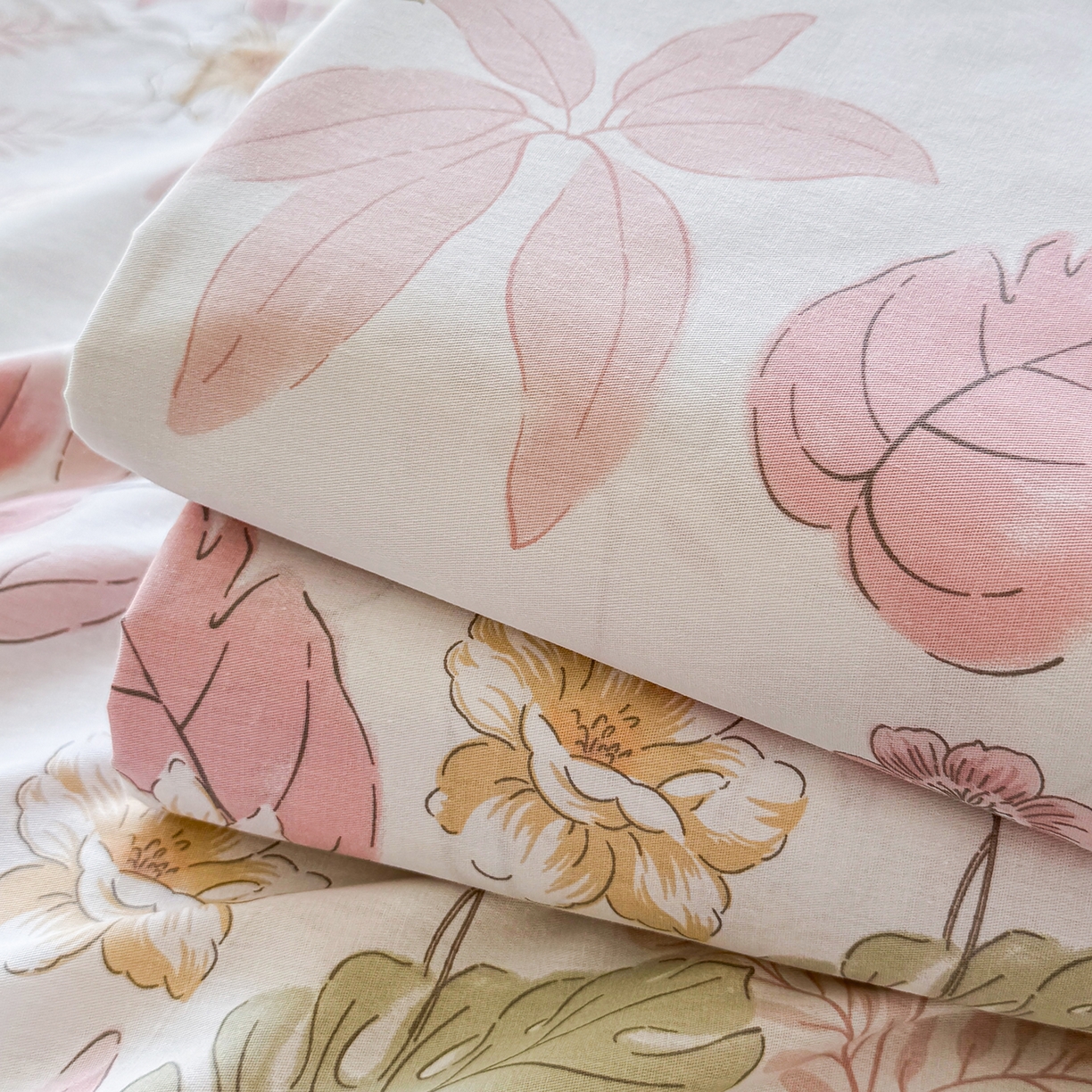 91家纺网 家纺一手货源 找家纺 尚帛 2026新款全棉时尚印花单床单 叶柔粉