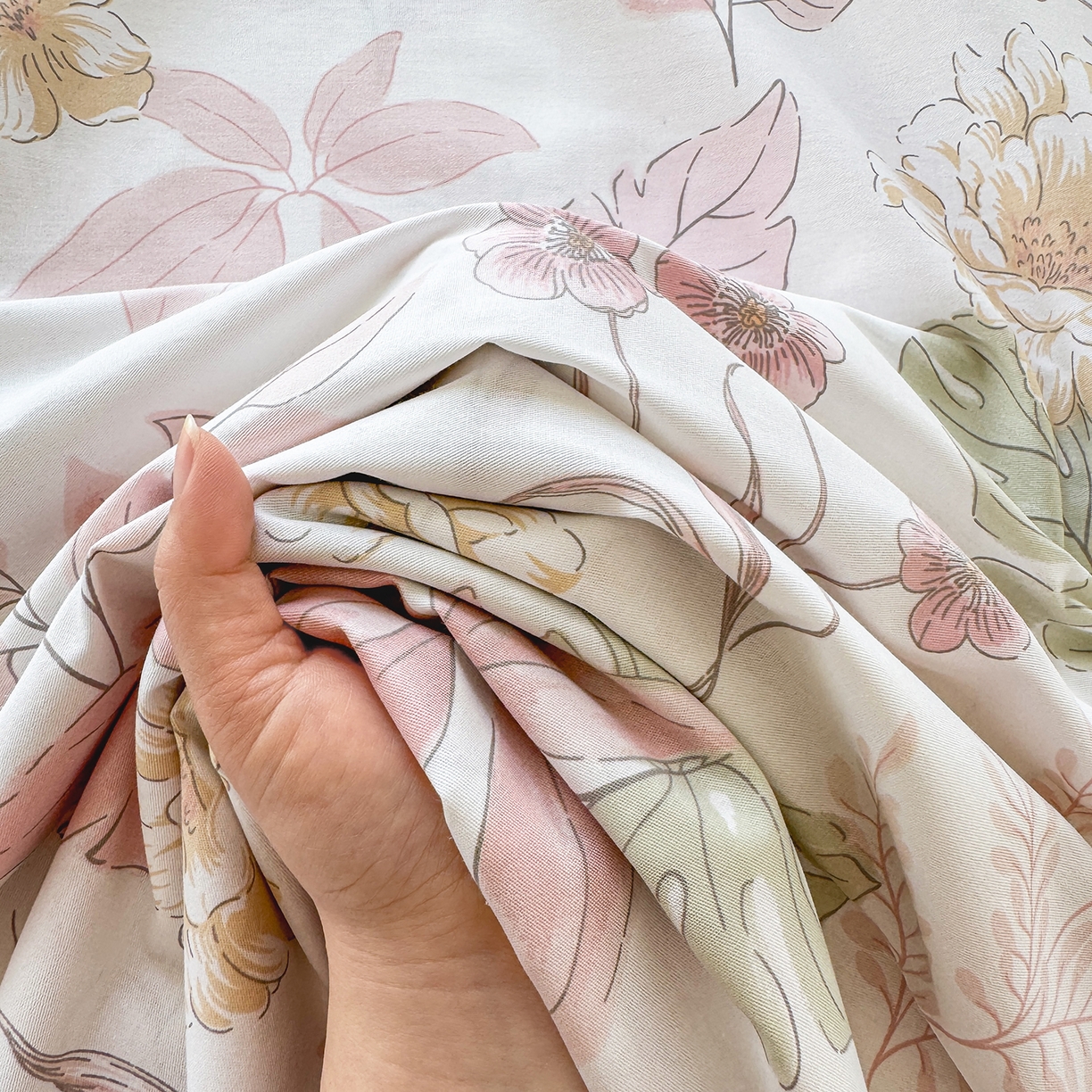 91家纺网 家纺一手货源 找家纺 尚帛 2026新款全棉时尚印花单床单 叶柔粉