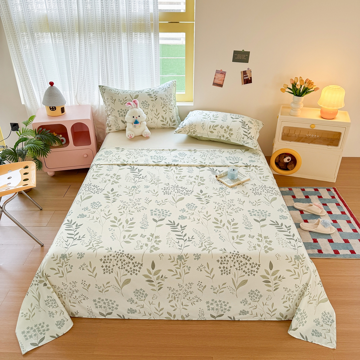 91家纺网 家纺一手货源 找家纺 尚帛 2026新款全棉时尚印花单床单 叶之恋