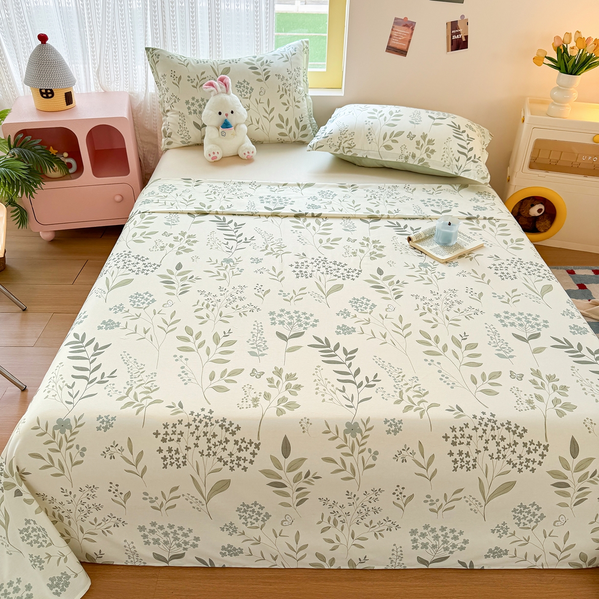 91家纺网 家纺一手货源 找家纺 尚帛 2026新款全棉时尚印花单床单 叶之恋