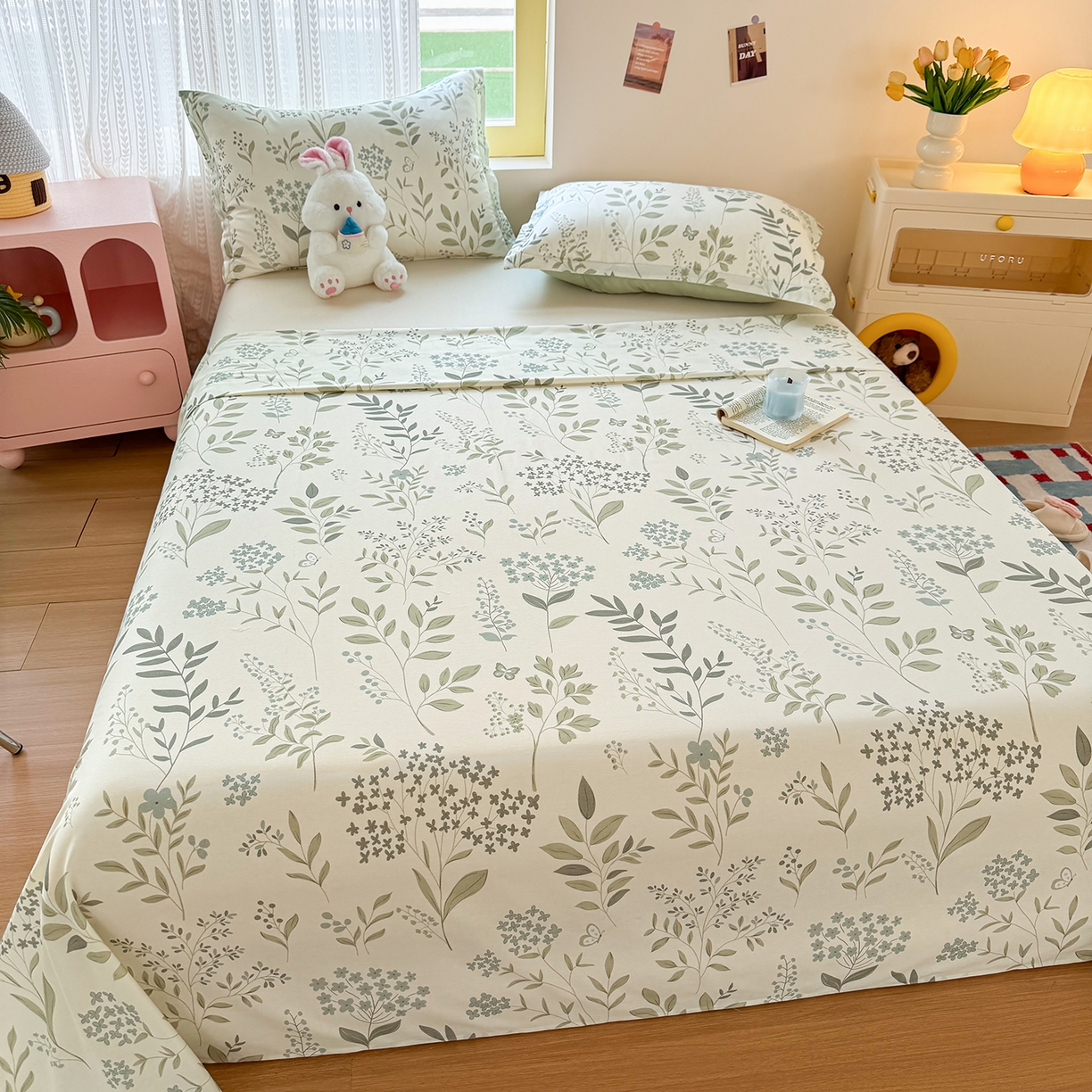 91家纺网 家纺一手货源 找家纺 尚帛 2026新款全棉时尚印花单床单 叶之恋