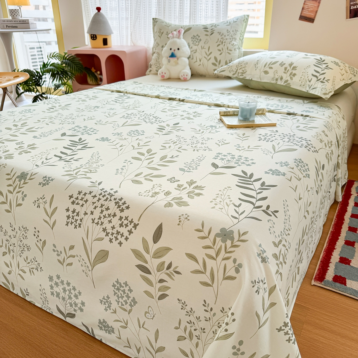 91家纺网 家纺一手货源 找家纺 尚帛 2026新款全棉时尚印花单床单 叶之恋