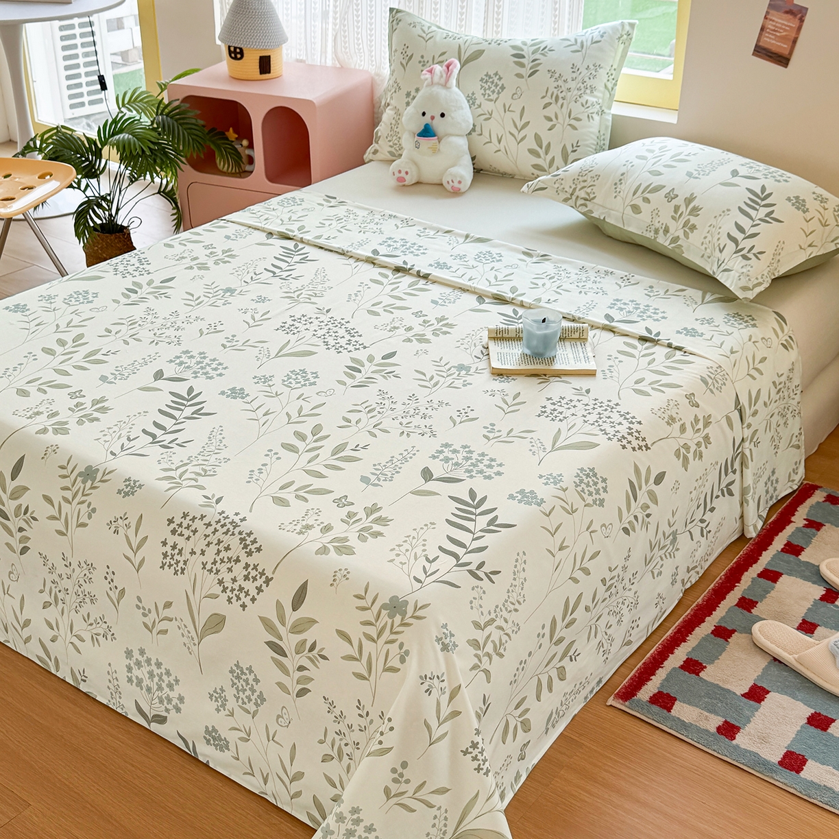 91家纺网 家纺一手货源 找家纺 尚帛 2026新款全棉时尚印花单床单 叶之恋